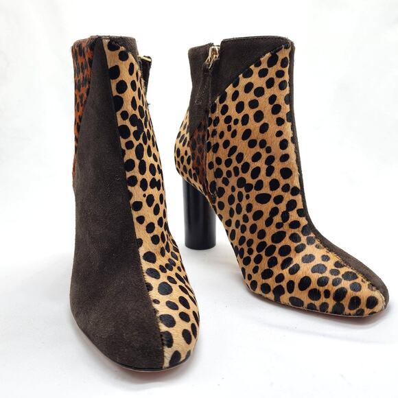 $550 Ulla Johnson Lola Leopard Stiletto Ankle | Mercari Ulla Johnson Carin Bootie in Patchwork Leopard Calf Hair